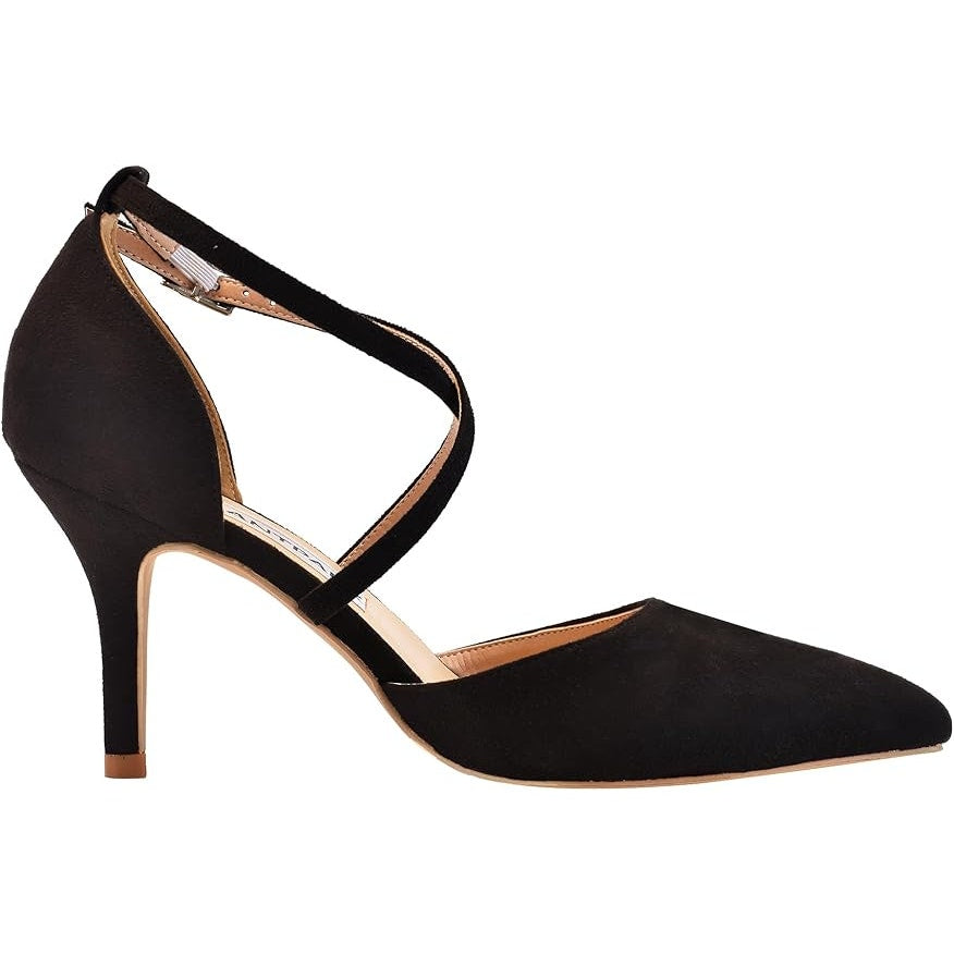 Elegant Park Womens Size 8 Black Faux Suede 3.5" Heel Closed Pointed Toe Shoes