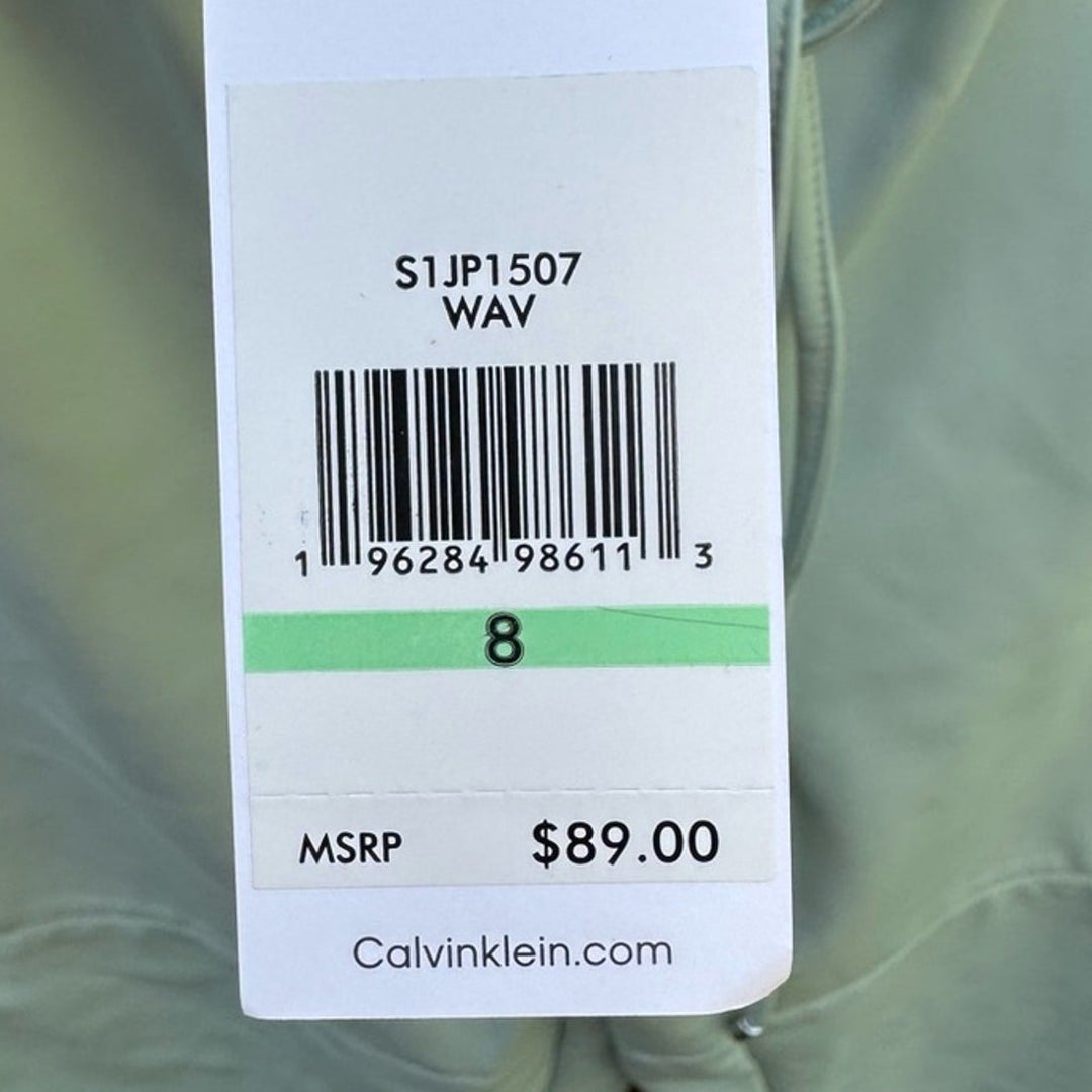 NWT New Calvin Klein Womens Size 8 Green Drawstring Waist Pleather Jogger Pants