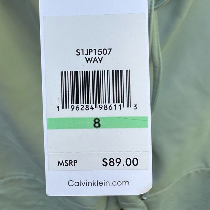 NWT New Calvin Klein Womens Size 8 Green Drawstring Waist Pleather Jogger Pants