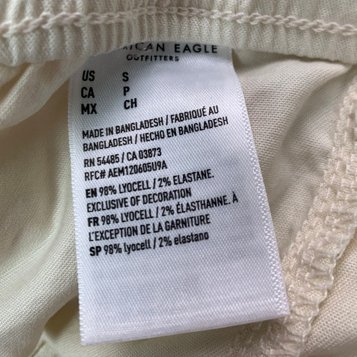New American Eagle Womens Small Off White Elastic Waist Shorts w Front Pockets