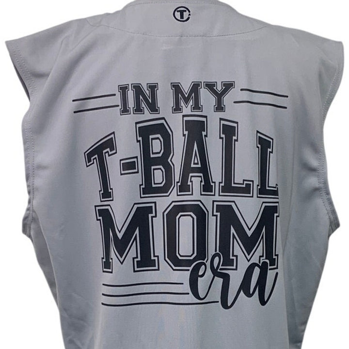 New Hand Printed Unisex Medium Gray T-Ball Mom Era Sleeveless Baseball Shirt