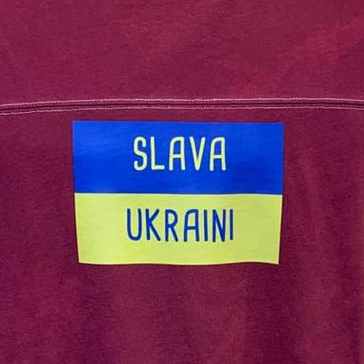 Upcycled Hand Printed XL Ukraine Flag Slava Ukraini Artist Fundraiser Tee