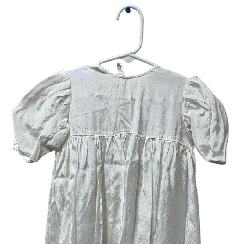 Vintage Handmade Baby Christening Baptism Lace Gown Blue Bow w Overlay Jacket