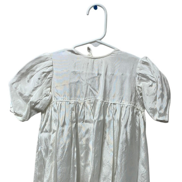 Vintage Handmade Baby Christening Baptism Lace Gown Blue Bow w Overlay Jacket