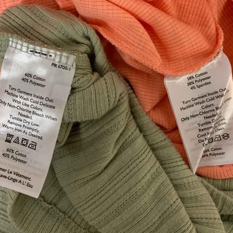 2 New Eddie Bauer Womens Small Infinity Slub Meadowood Rib Long Sleeve Tops