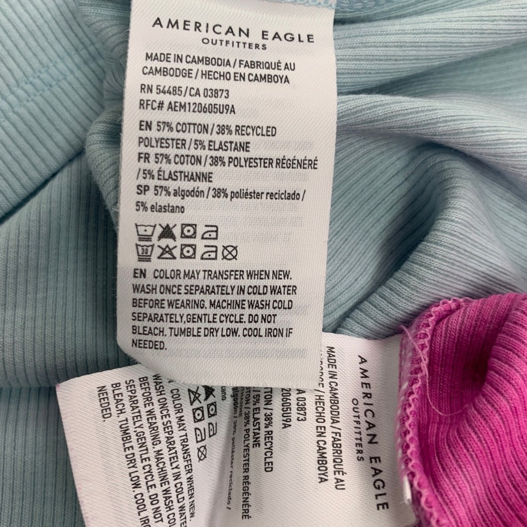 2 New American Eagle Medium Cotton Blend Short Sleeve V Neck Ribbed Tops