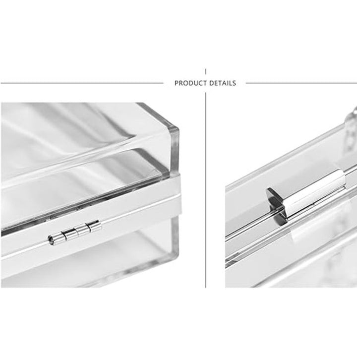 New WJCD Womens Clear Hard Acrylic Box Transparent Clutch Handbag Bag Purse