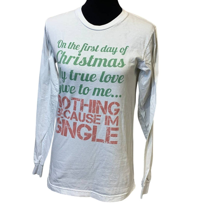American Apparel Small Long Sleeve Christmas True Love Single 100% Cotton Tee