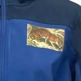 Hand Printed Upcycled Womens XL Wild Leopard Windbreaker Fleece Lined Jacket