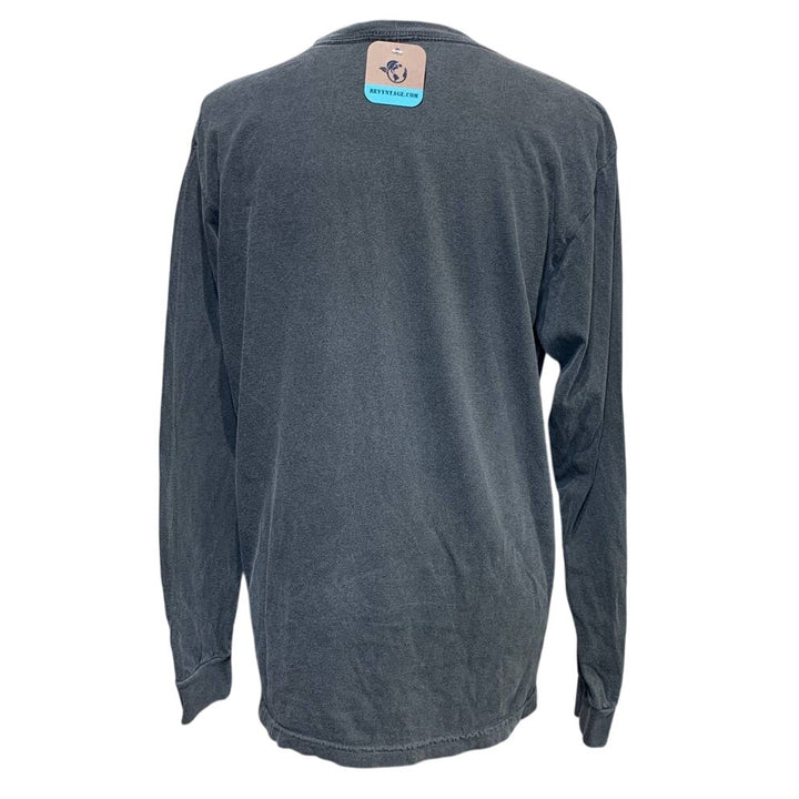 Wingspan Inspired Medium Blue Jay Bird Hand Printed Upcycled Long Sleeve Tee