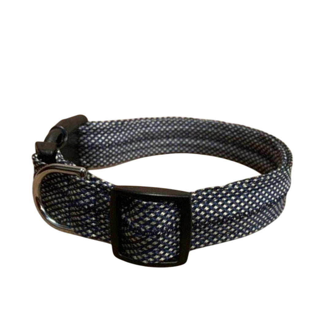 New Handmade Adjustable Upcycled Neck Tie Blue Silver Polka Dot Dog Collar