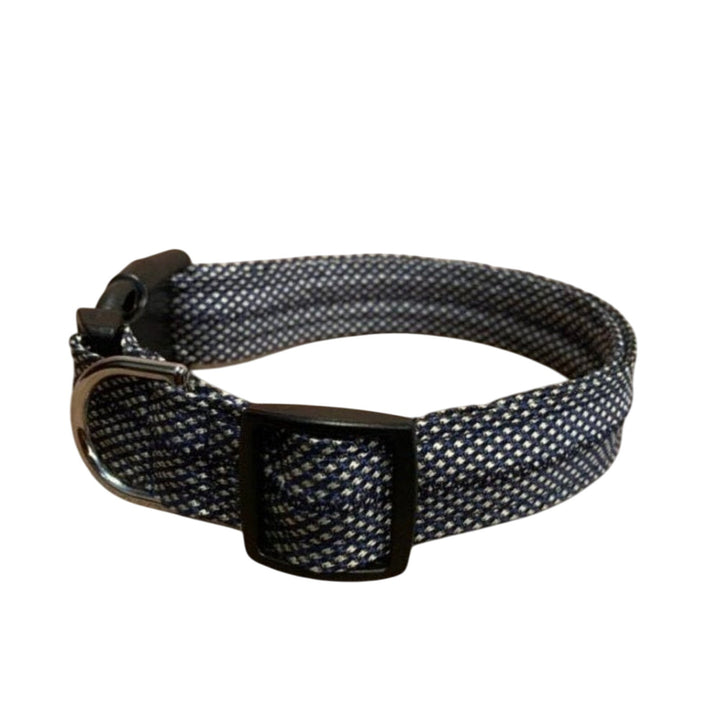 New Handmade Adjustable Upcycled Neck Tie Blue Silver Polka Dot Dog Collar