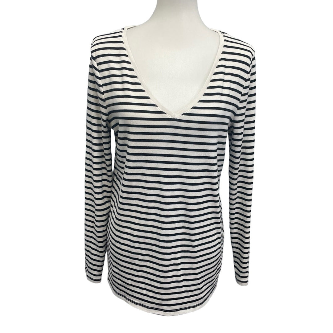 A New Day Womens Plus Size XXL Long Sleeve Striped Deep V-Neck Sweater