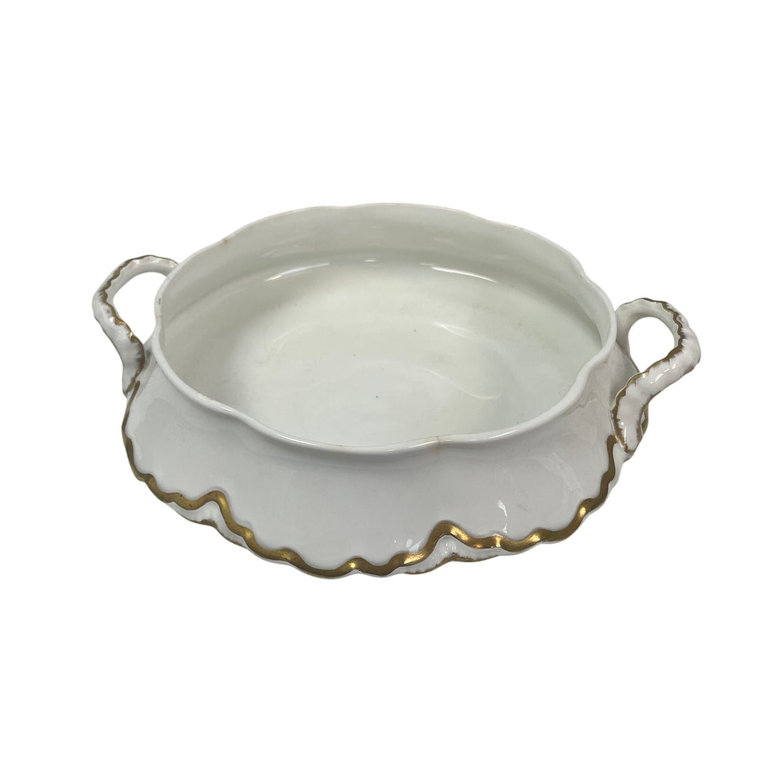 Vintage 1929 Pope-Gosser Sepia Gold Fine Bone China Double Handle Serving Bowl