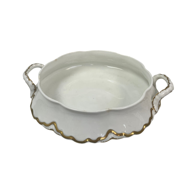 Vintage 1929 Pope-Gosser Sepia Gold Fine Bone China Double Handle Serving Bowl