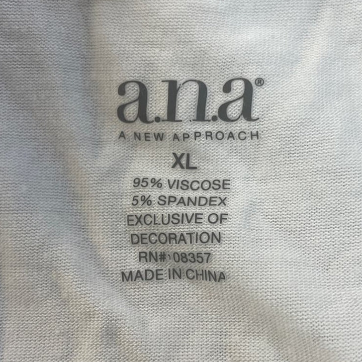 ANA Womens XL Short Sleeve Metal Studded Crew Neck Viscose Blend Blouse