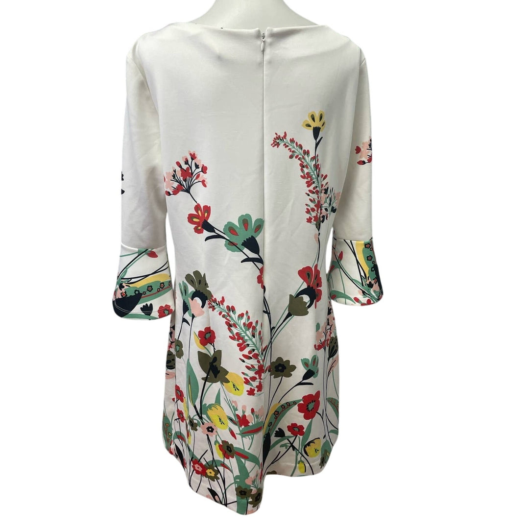 New York &amp; Company XL Long Ruffled Sleeve Floral Vine Knee Length Sheath Dress