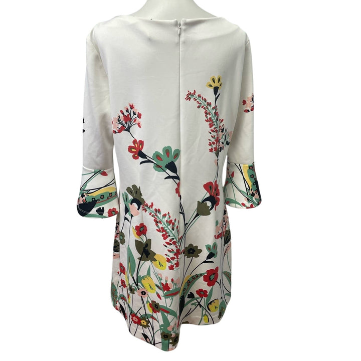 New York &amp; Company XL Long Ruffled Sleeve Floral Vine Knee Length Sheath Dress