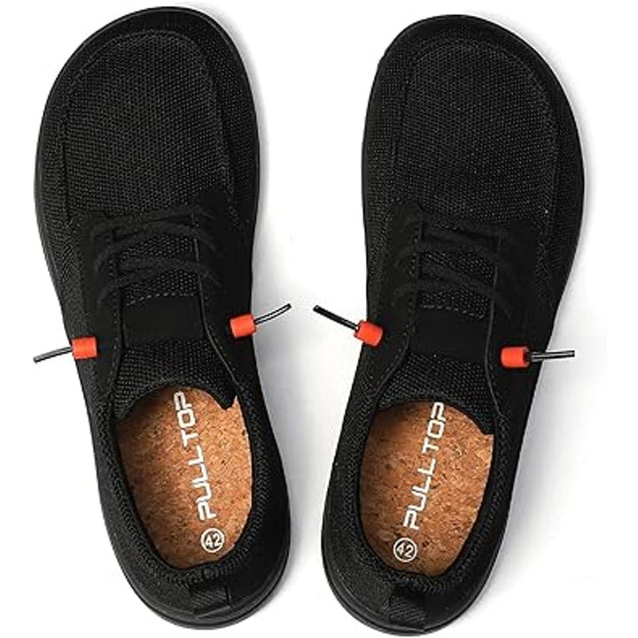 Pulltop Mens Size 8 Wide Toe Box Black Lace Up Barefoot Zero Drop Casual Shoes
