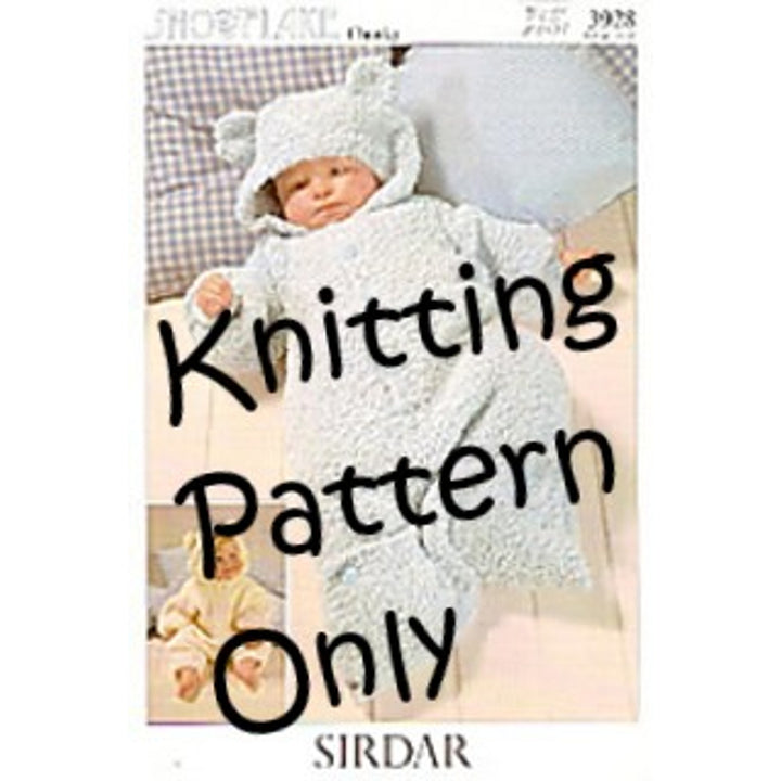 New Sirdar 3928 Snowflake Baby All In One Sleeping Bag Knitting Pattern