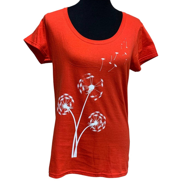 New Dandelion Make a Wish Medium 100% Cotton Red Short Sleeve Crew Neck Tee