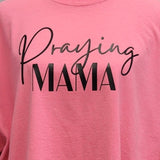 Hand Printed Upcycled Womens 2XL Praying Mama Short Sleeve Crew Neck Tee Shirt