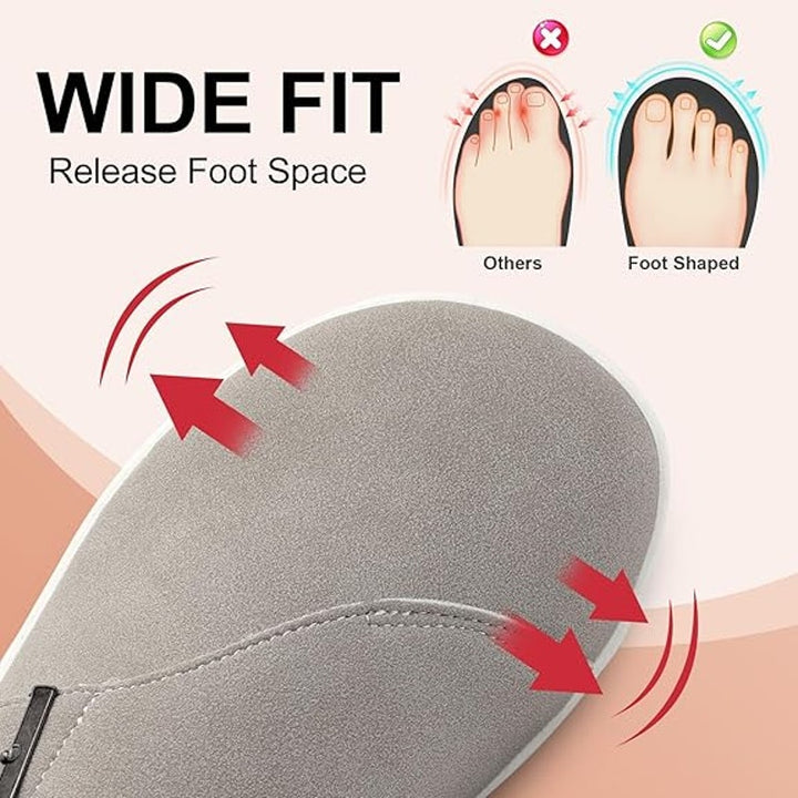 LeIsfIt Womens Size 11.5 Gray Faux Suede Wide Adjustable Diabetic Mule Shoes