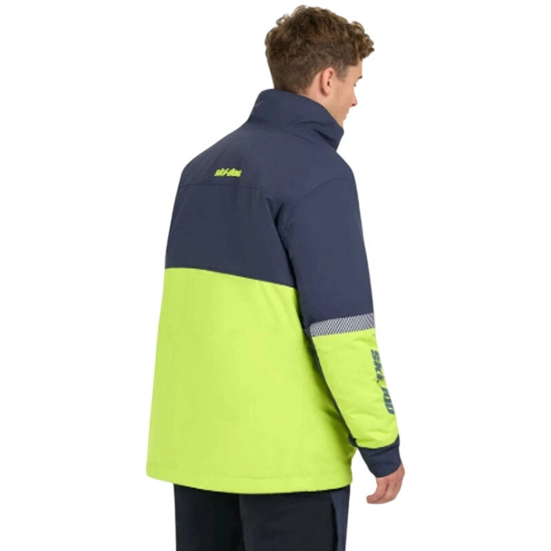 New Ski-Doo Mens Large Navy Neon Green Vasa Polar Fleece Warm Ski Jacket Coat