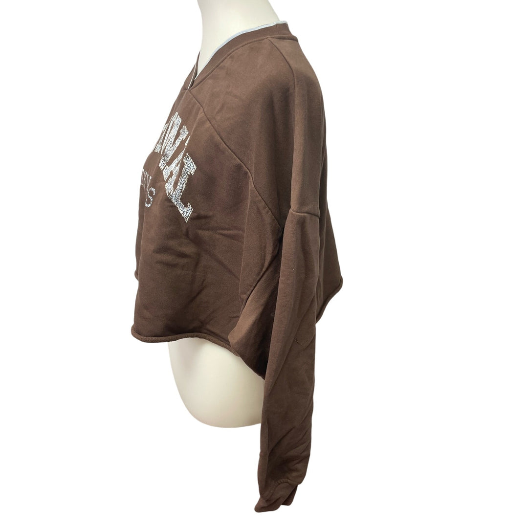 Divided by H&amp;M XXL Long Sleeve V-Neck Cropped Cotton Polyester Blend Sweatshirt
