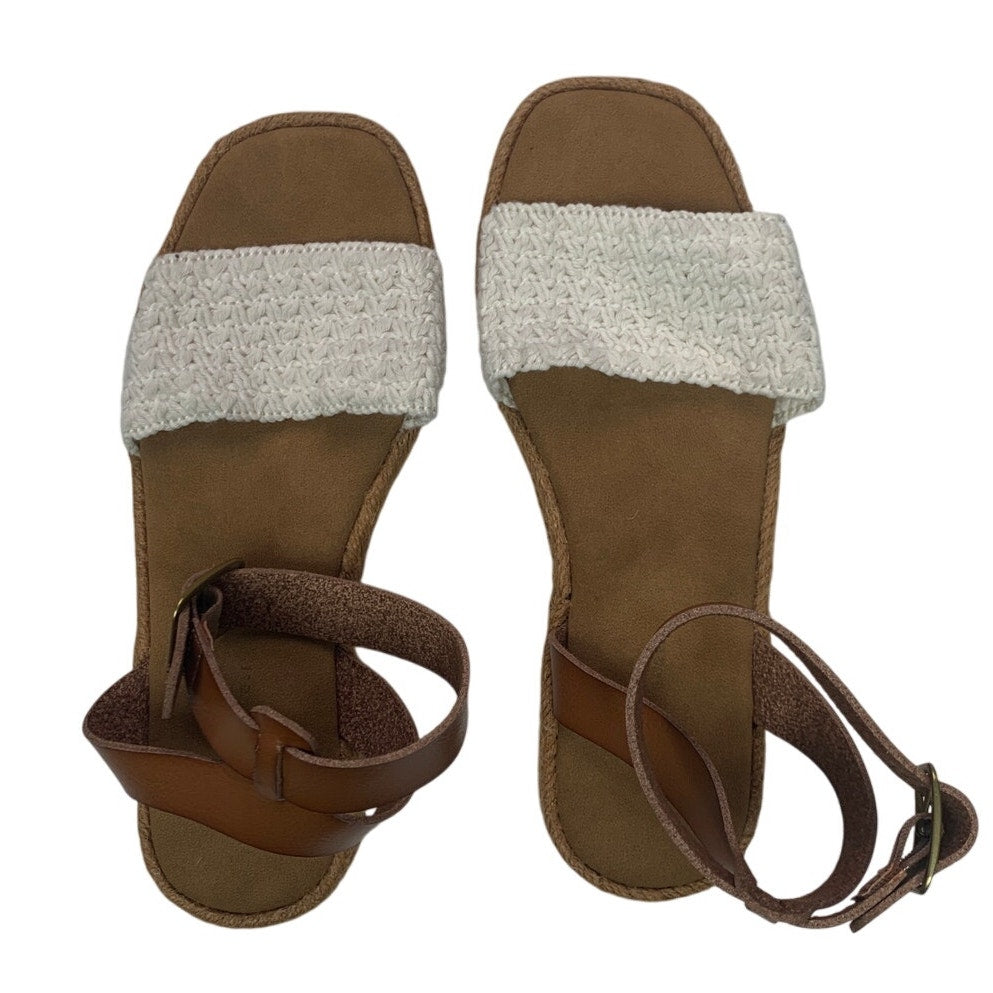 New American Eagle Womens US Size 8 Espadrille Ankle Wrap Faux Leather Sandals