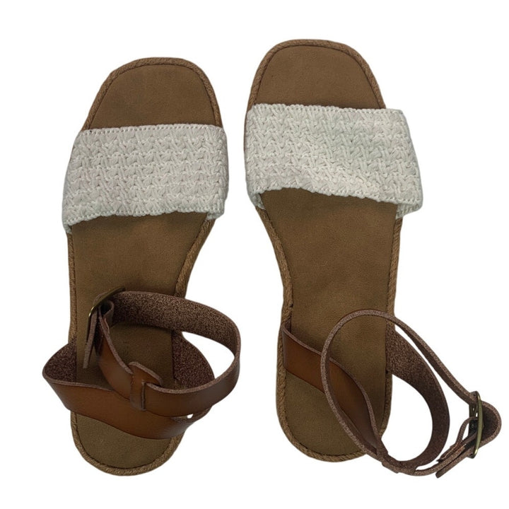 New American Eagle Womens US Size 8 Espadrille Ankle Wrap Faux Leather Sandals