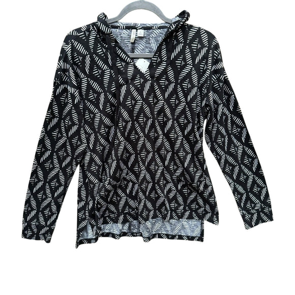 NWT New Cato Womens Large Patterned Long Sleeve Hooded Athletic Shirt