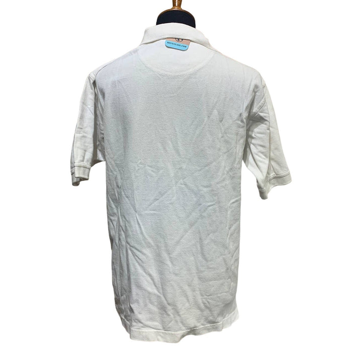 Upcycled Hand Printed Medium Short Sleeve Hydrangea Rose Collared Polo Shirt