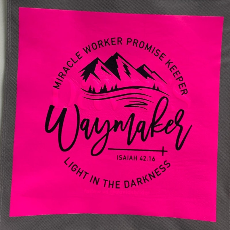 New Upcycled Hand Printed Waymaker Miracle Worker Isaiah 42:16 Shopper Tote Bag