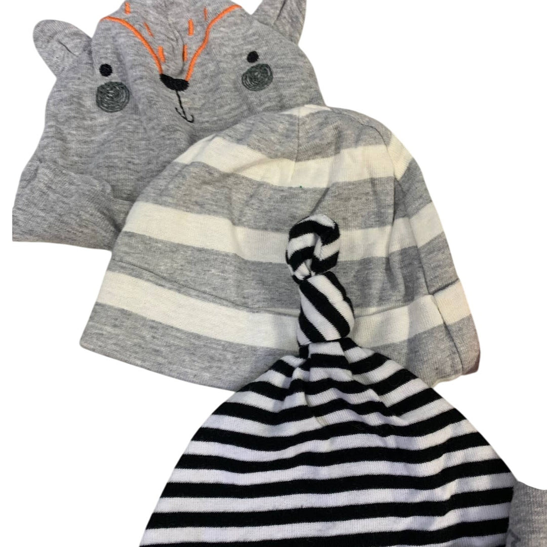 Lot of 8 Baby Soft Cotton Beanie Cap Hats Beanies Fleece Bear Under Chin Hat