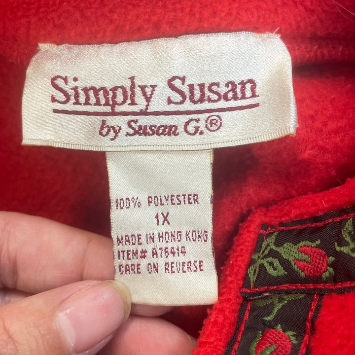Simply Susan Womens 1X 100% Polyester Sleeveless Full Zip Sweater Vest