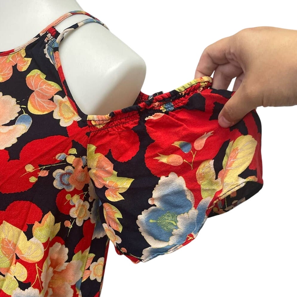 Ann Taylor LOFT Womens Small 100% Rayon Strappy Off Shoulder Floral Short Dress