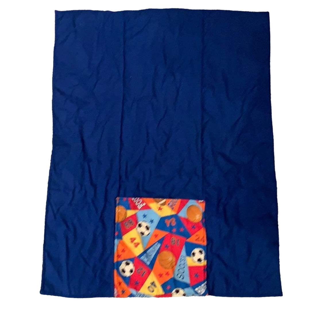 Handmade Foldup Pillow Childs Quilt Sports Baseball Soccer Kids Quilted Blanket