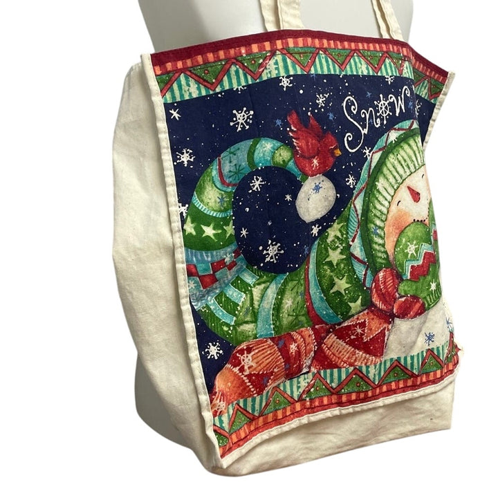 Books Are Fun Snow Kisses Large Double SIded Canvas Tote Book Carry All Bag