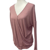 Womens Size Large Pink Lightweight Ribbed Rayon PolyBlend Long Sleeve Sweater