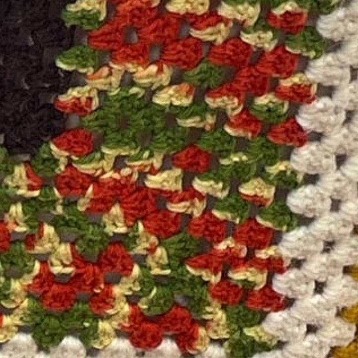 Handmade Vintage Crochet Granny Square Stripe Blanket Acrylic Yarn Afghan Throw