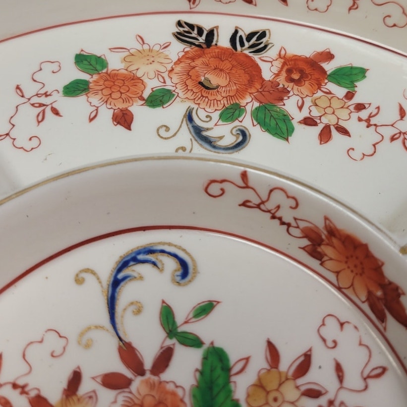 Vintage Japan Hand-Painted Floral Divided Fine China Plate, 10-Inch