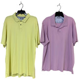 Lot of 2 Tasso Elba Mens XL 100% Cotton Yellow Purple Short Sleeve Polo Shirts