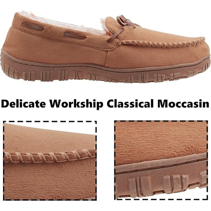 Vlly Mens Size 9 Tan Orange Faux Suede Micrsuede Slip On Moccasin Slipper Shoes