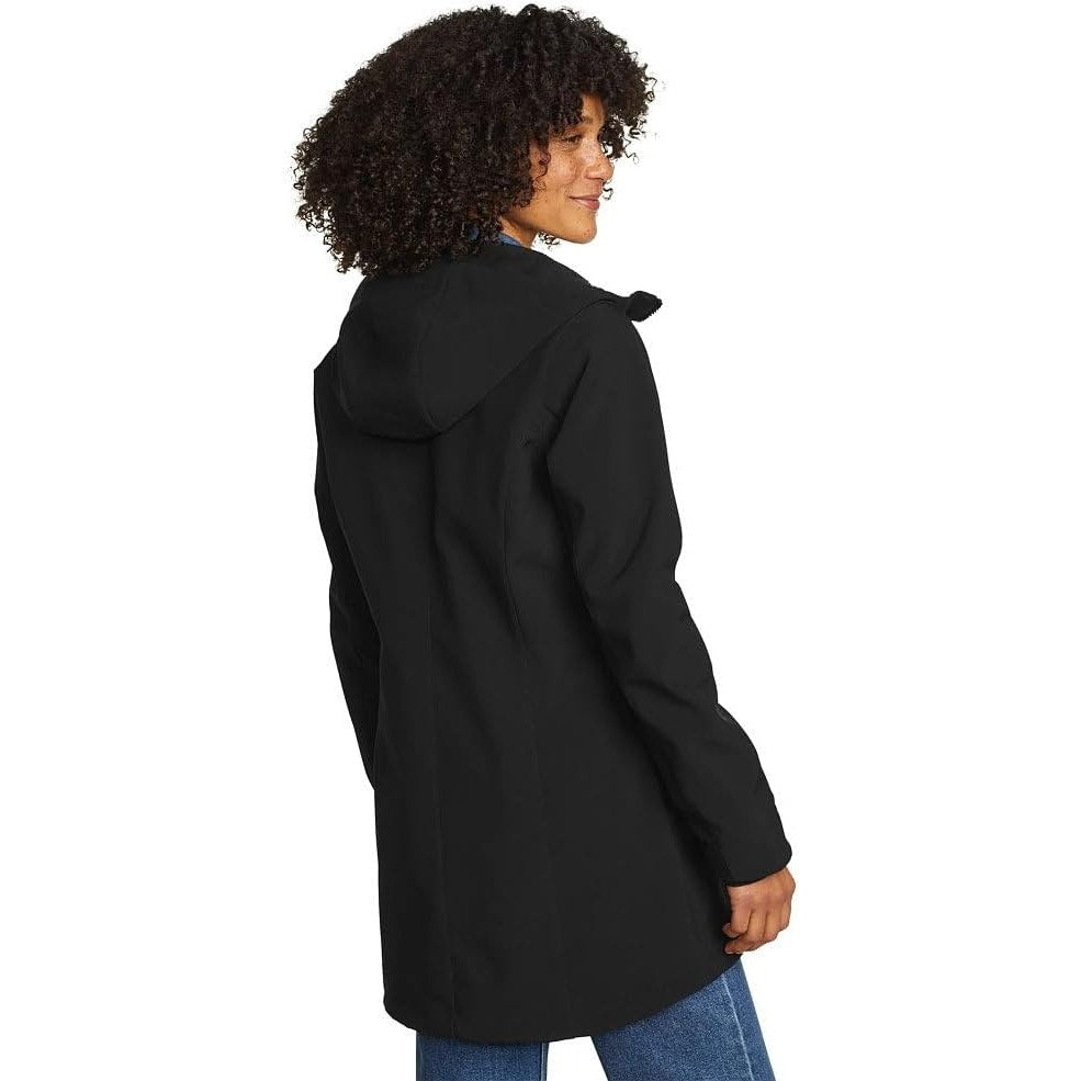New Eddie Bauer Womens Small Black Point Vista StormRepel Hooded Parka Coat