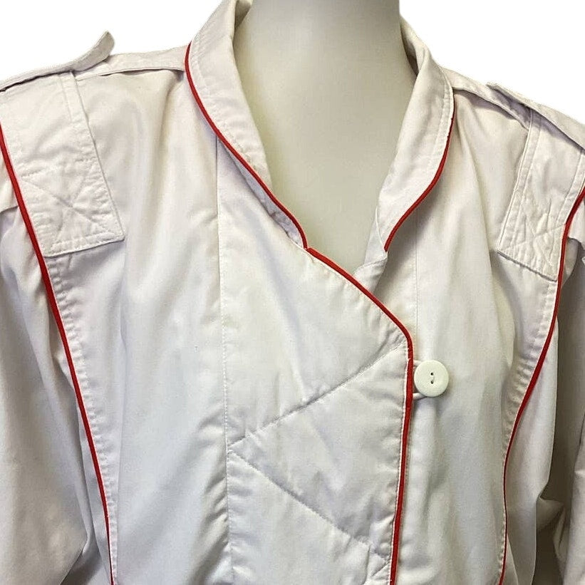 Vintage 1980s Mulberry Street Womens Medium White Button Up PolyCotton Jacket