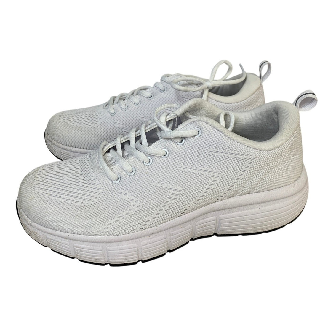 Kirkland Signature Mens 8.5 White Sneaker Comfort Walker Lace Up Round Toe Shoes