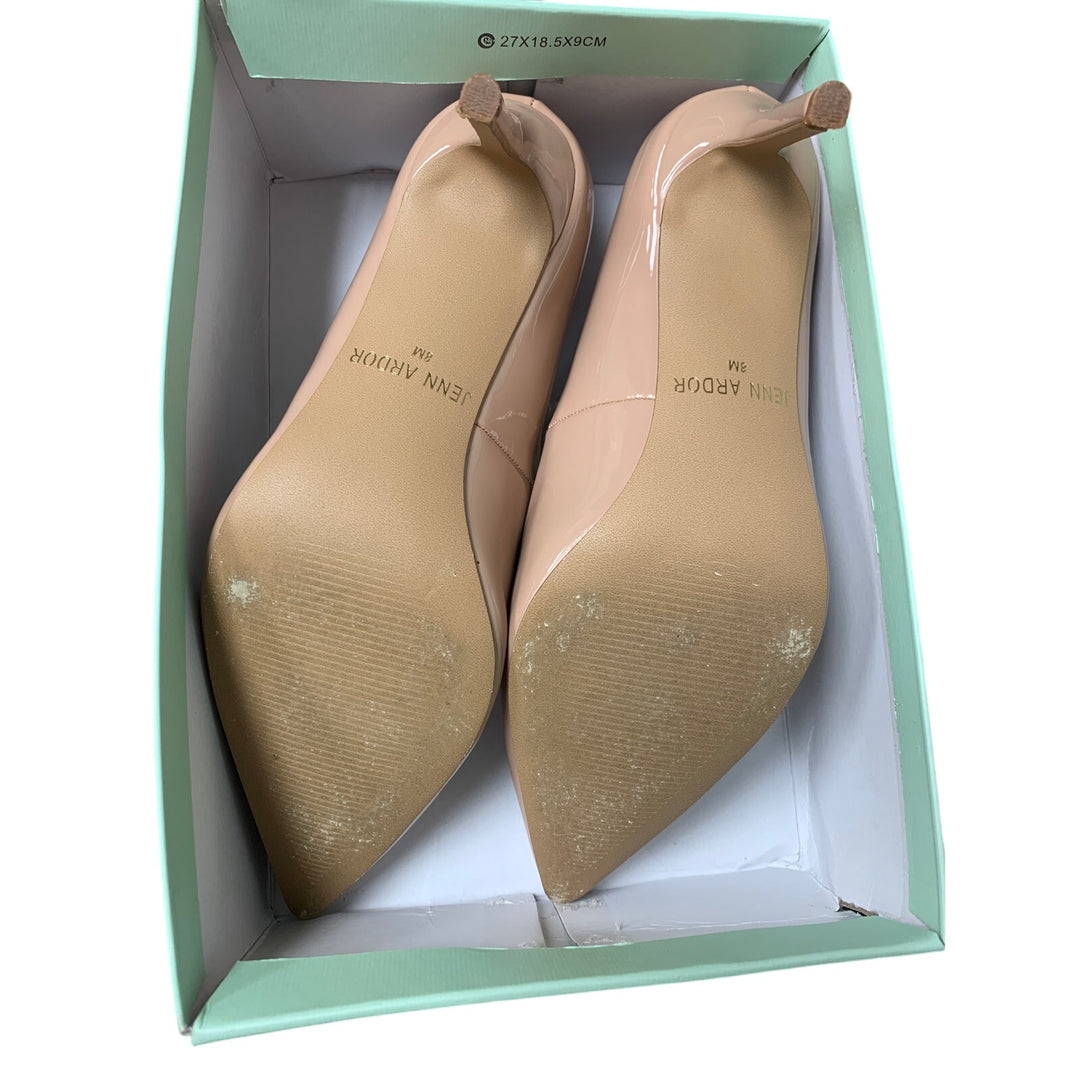Jenn Ardor Womens Size 8 Tan Nude Patent Leather Pointy Toe 3" Heel Pumps Shoes