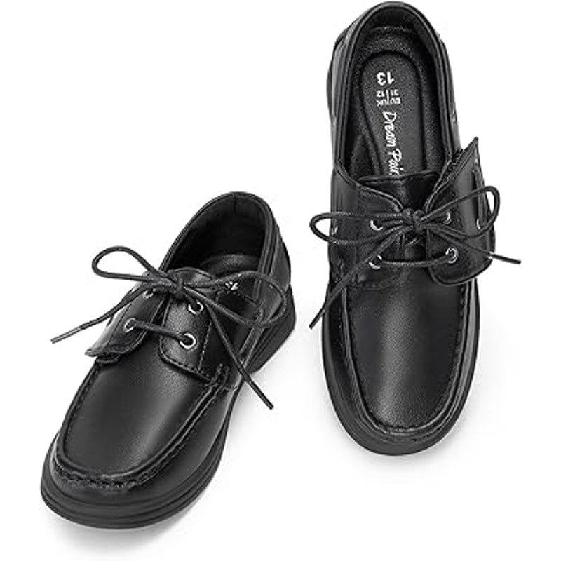 New Dream Pairs Little Boys Size 11 Black Faux Leather Slip On Dressy Boat Shoes