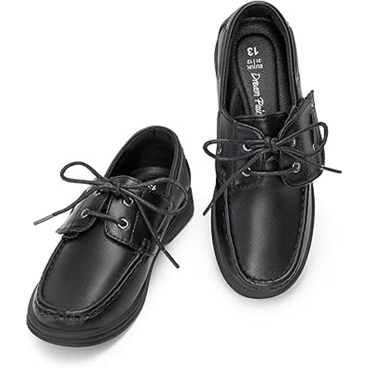 New Dream Pairs Little Boys Size 11 Black Faux Leather Slip On Dressy Boat Shoes